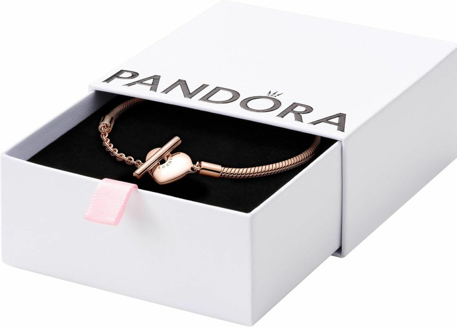 Pandora Pandora Moments Heart T-Bar Closure Snake Chain Bracelet - Charm Bracelet For Women - Compatible Moments Charms - Mother'S Day Gift - With Gift Box Wholesale