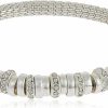 Nine West Nine West Women'S Silvertone And Crystal Bracelet Rondel Stretch Clearance