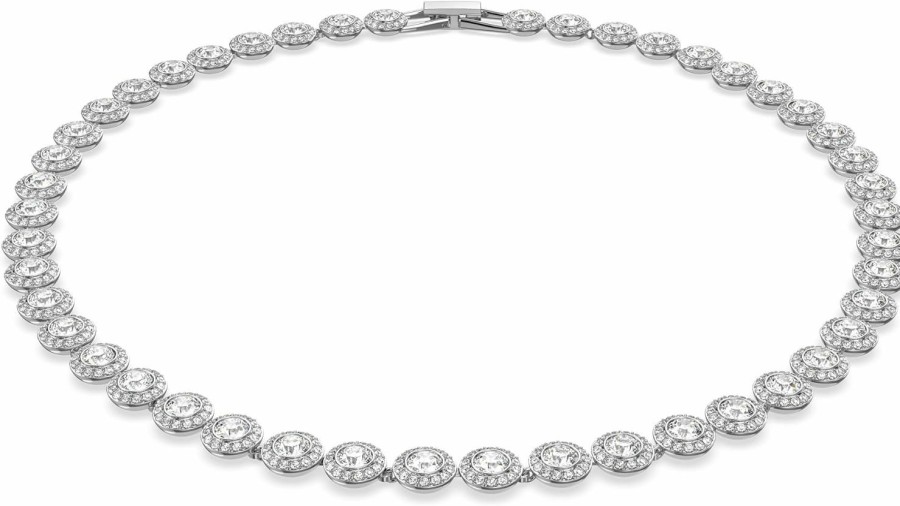 SWAROVSKI Swarovski Angelic Necklace And Bracelet Crystal Jewelry Collection, Rhodium Tone Finish, Blue Crystal, Clear Crystal Best