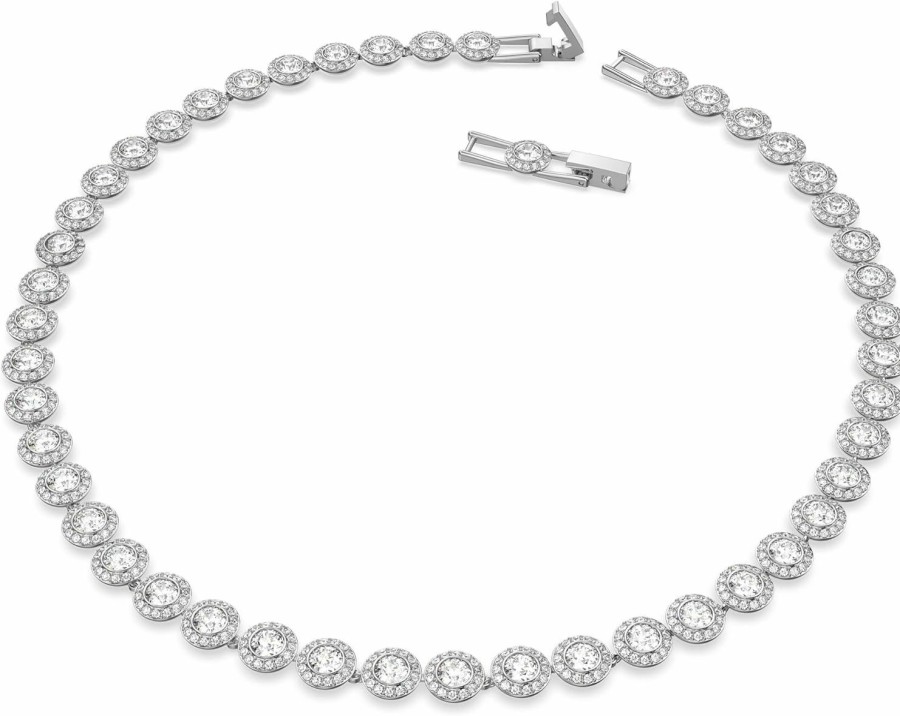 SWAROVSKI Swarovski Angelic Necklace And Bracelet Crystal Jewelry Collection, Rhodium Tone Finish, Blue Crystal, Clear Crystal Best