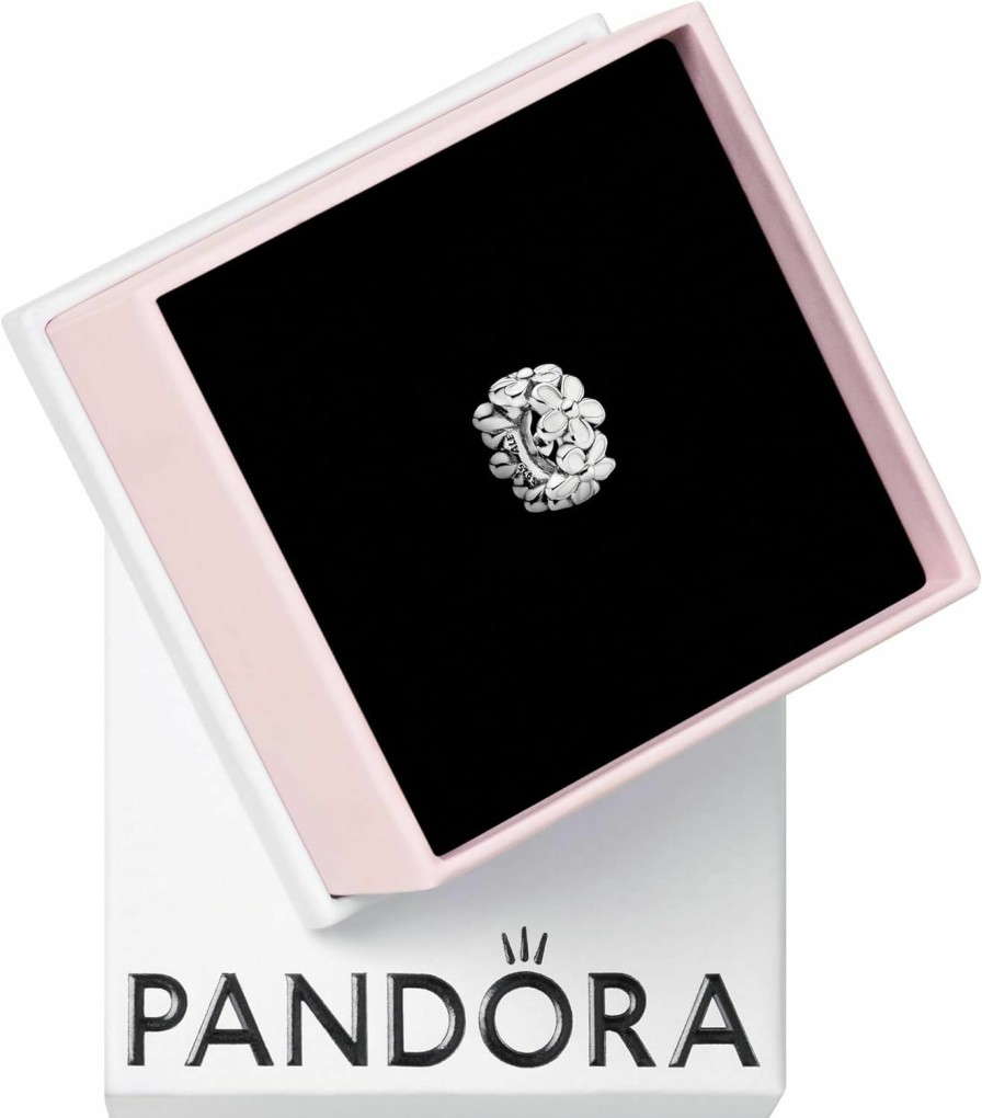 Pandora Pandora Jewelry White Daisy Flower Spacer Charm - Stunning Flower Charm Charm Bracelets - Perfect Charm For Mom, Sister, Daughter & More - Sterling Silver And Enamel New