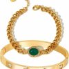 A D. ALLEN & DANMI. A D. Allen & Danmi. 18 K Gold Plated Love Bangle Bracelet Set Flexible Wide Wristband Bangle Bangle Set For Love New