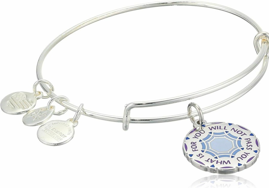 Alex and Ani Alex And Ani Connections Expandable Bangle For Women, What Is For You Will Not Pass You Charm, Shiny Silver Finish, 2 To 3.5 In Clearance