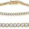 P3 POMPEII3 14K Yellow Gold 3 Ct Round Cut Diamond Tennis Bracelet 7\" Best