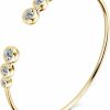 PROSTORY Prostory Moissanite Cuff Bangle, 1.8Cttw D Color Lab Created Diamond Bracelet Fit 7\" Below Wrist, 18K Gold Plated Sterling Silver Bangle For Women Or Girlfriend Birthday Gifts Hot