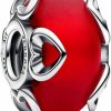 Pandora Pandora Frosted Red Murano Glass & Hearts Charm - Compatible Moments Bracelets - Jewelry For Women - Mother'S Day Gift - Made With Sterling Silver Wholesale