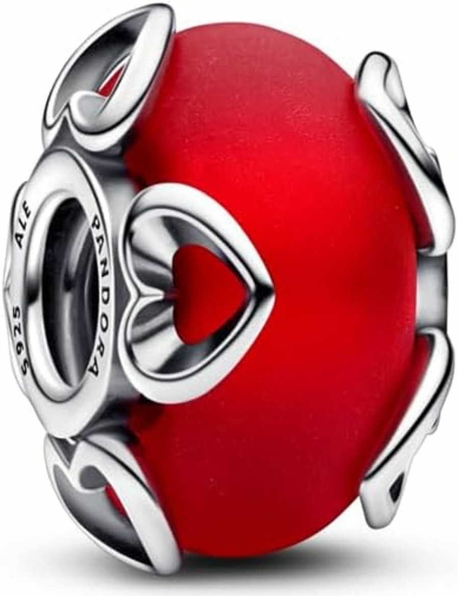 Pandora Pandora Frosted Red Murano Glass & Hearts Charm - Compatible Moments Bracelets - Jewelry For Women - Mother'S Day Gift - Made With Sterling Silver Wholesale