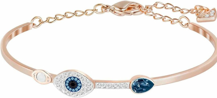 SWAROVSKI Swarovski Crystal Evil Eye Rose Gold-Plated Bangle Bracelet Clearance