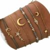 Aluinn Aluinn Boho Rope Bracelet For Women Fashion Gold Moon Hand Catenary Star Lovr Hand Chain Pearl Bracelet Jewelry For Girls Hot