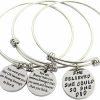 CCBFY 3 Pack Women Engraved Message Inspirational Words Round Charm Bracelets Set Expandable Silver Plated Stainless Steel Motivational Bangle Bracelet Hot