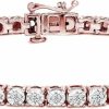 Original Classics 1.0 Cttw Miracle Set White Diamond Round Faceted Bezel Tennis Bracelet (I-J Color, I3 Clarity) - Choice Of Metal Color And Size Wholesale