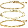 CONRAN KREMIX Conran Kremix Gold Filled Bracelet For Women Girls 18K Real Gold Waterproof Non-Tarnish Bracelet Chain Dainty Link Paperclip Bracelets Set Stake Stainless Steel Layered Link Bracelet Online