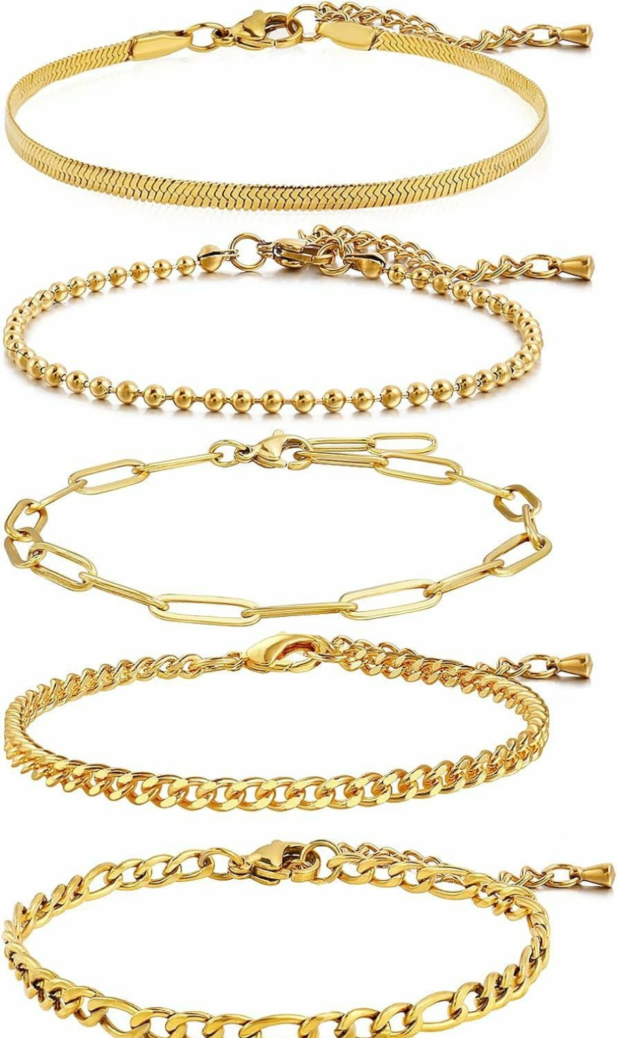 CONRAN KREMIX Conran Kremix Gold Filled Bracelet For Women Girls 18K Real Gold Waterproof Non-Tarnish Bracelet Chain Dainty Link Paperclip Bracelets Set Stake Stainless Steel Layered Link Bracelet Online