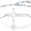 BlingGem Blinggem Bracelets For Women 925 Sterling Silver Dainty Religious Cross Faith Infinity Heart Love Symbol Sideways Cross God Blessed Bracelet Confirmation Birthday Anniversary Jewelry Gifts For Mom Women Wife Girlfriend Online