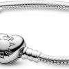 Pandora Pandora Jewelry Moments Heart Clasp Snake Chain Charm Sterling Silver Bracelet, 8.3\" Best