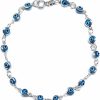 MYSTIC JEWELS Mystic Jewels By Dalia - Silver Lucky Tiny Evil Eye Bracelet - 7\" Hot