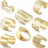 FINZOR Finzor 8 Pcs Cuff Bangle Bracelet For Women Open Wide Wire Bracelets Gold Wrist Cuff Wrap Bracelet Online