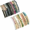 SROBENZ Srobenz 35Pcs Delicate Boho Beaded Bracelets Multi Layer Versatile Statement Bracelets Stackable Stretch Cuff Sparkly Glass Crystal Beads Bracelets New