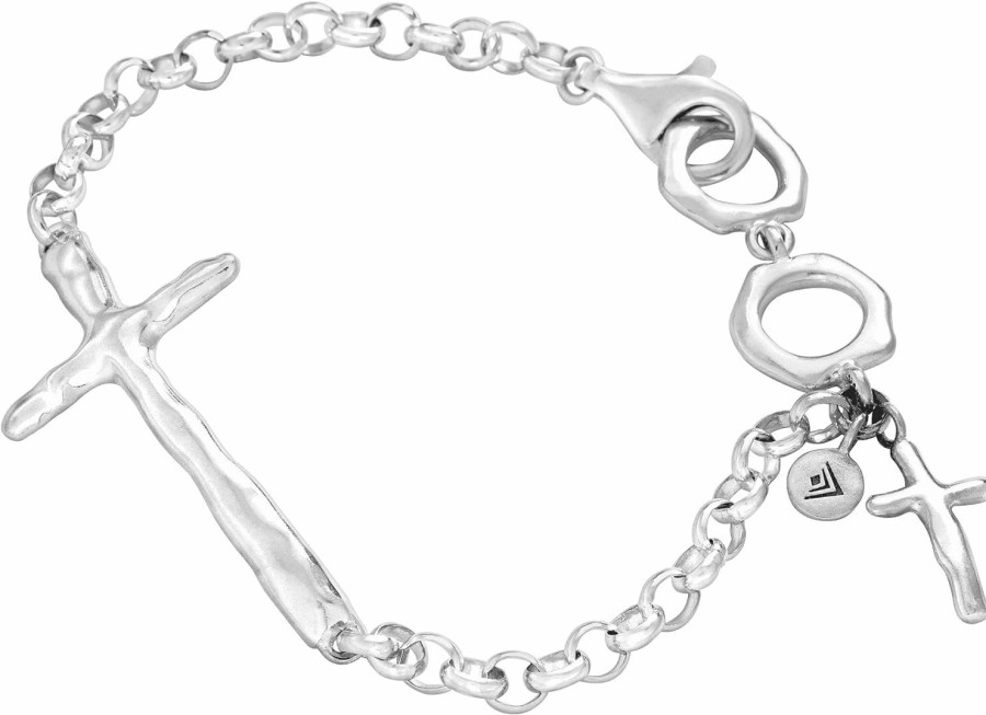 Silpada Silpada 'In Good Faith' Organic Cross Chain Bracelet In Sterling Silver, 7.5\" Wholesale