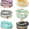 LOYALLOOK Loyallook 6 Sets Bohemian Stackable Bead Bracelets For Women Stretch Bohemian Style Stretch Multilayered Boho Bracelet Set Hot