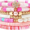 LYNMOS Colorful Heishi Clay Bead Bracelet Set For Women Stackable Vinyl Disc Polymer Beaded Stretch Bracelets Preppy Bohemian Summer Beach Bracelets Jewelry Online