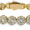 TOPGRILLZ Topgrillz Gold Bracelet Tennis Bracelet For Women Mens Bracelet 1 Row 10Mm 14K Gold Plated Iced Out Cubic Zirconia Solitaire Cluster Tennis Link Bracelet Gift Clearance