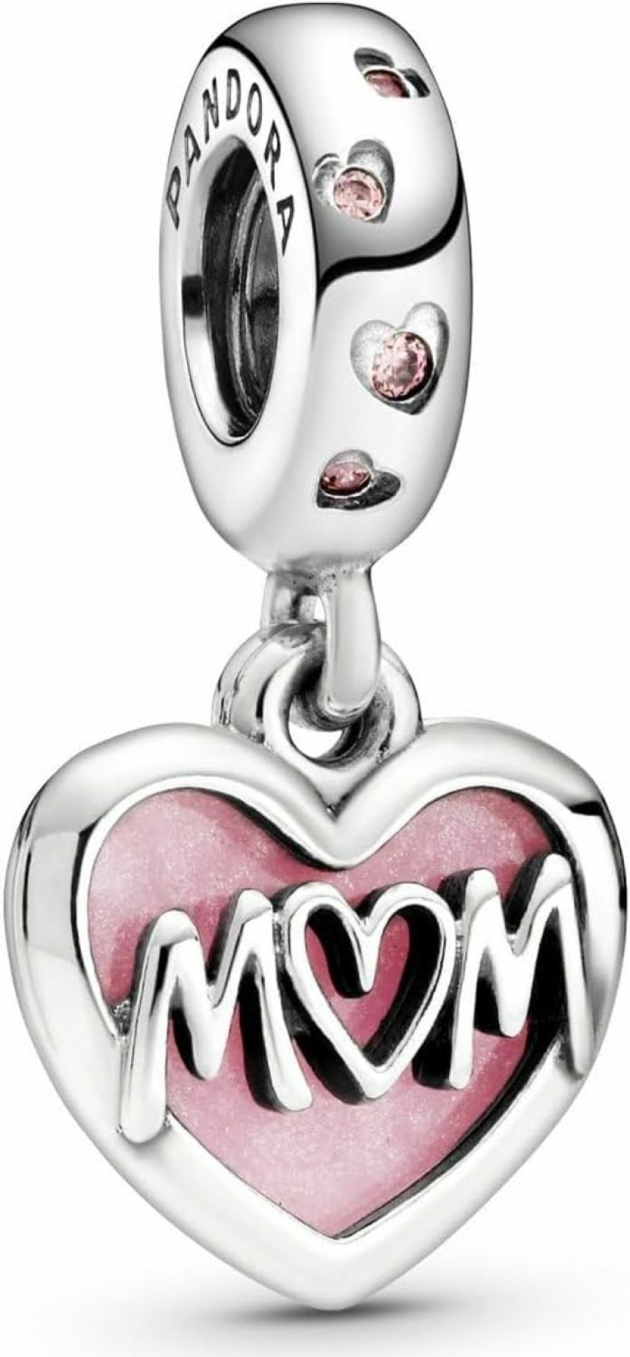 Pandora Pandora Mom Script Heart Dangle Charm - Compatible Moments Bracelets - Jewelry For Women - Gift For Women - Made With Sterling Silver, Cubic Zirconia & Enamel Hot