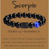 VLINRAS Vlinras Zodiac Bracelet For Men Women, 8Mm 10Mm Natural Black Onyx Stone Star Sign Constellation Horoscope Bracelet Gifts Clearance