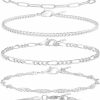 Reoxvo Reoxvo Dainty Bracelets For Women Trendy, Sterling Silver Plated Chain Bracelet Set For Women Stack 14K Gold Plated Link Bracelets Jewelry For Women Wholesale