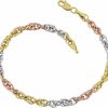 Kooljewelry 10K Tricolor Gold Double Cable Link Bracelet (7.25 Inch) Wholesale