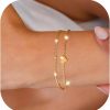 Poxtex Poxtex Gold Bracelets For Women Girls, Dainty Bracelets Set For Girls Trendy, 14K Real Gold Bracelets Stack With Beaded, Cuban, Paperclip, Heart, Snake, Rope, Pearl, Cross, Hand Chain, Fashion Jewelry Set For Girl Wholesale