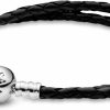 Amazon Pandora Jewelry Black Leather Charm Sterling Silver Bracelet New