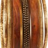 Touchstone Touchstone Indian Bollywood Hand Cut Natural Wood Pretty Assorted Patterns Brass Designer Jewelry Bangle Bracelets In Gold Tone For Women. New