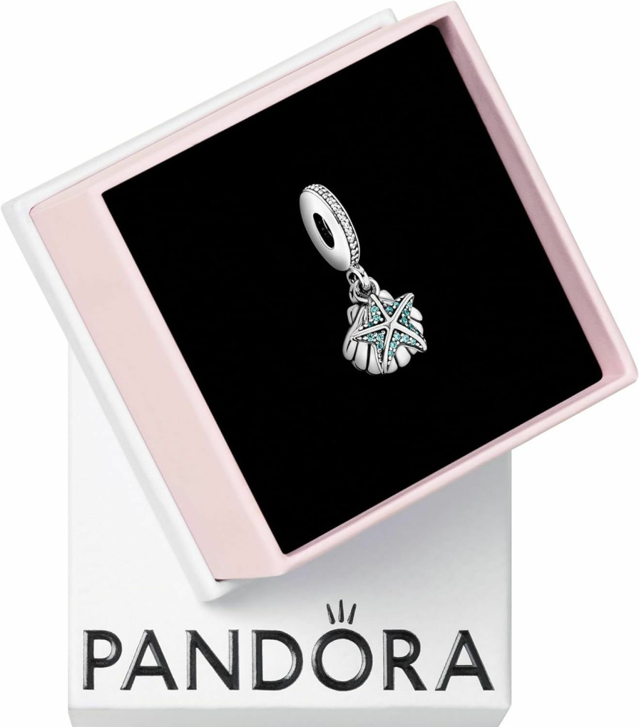 Pandora Pandora Jewelry Starfish And Sea Shell Dangle Cubic Zirconia Charm In Sterling Silver, With Gift Box Online