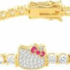 Hello Kitty Hello Kitty Sanrio Womens Pave Cz Tennis Bracelet Official License, 7.5\" 18Kt Gold Flash-Plated Sterling Silver Bracelet Wholesale