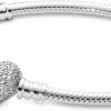 Pandora Pandora Pave Heart Bracelet, Clear Cz New