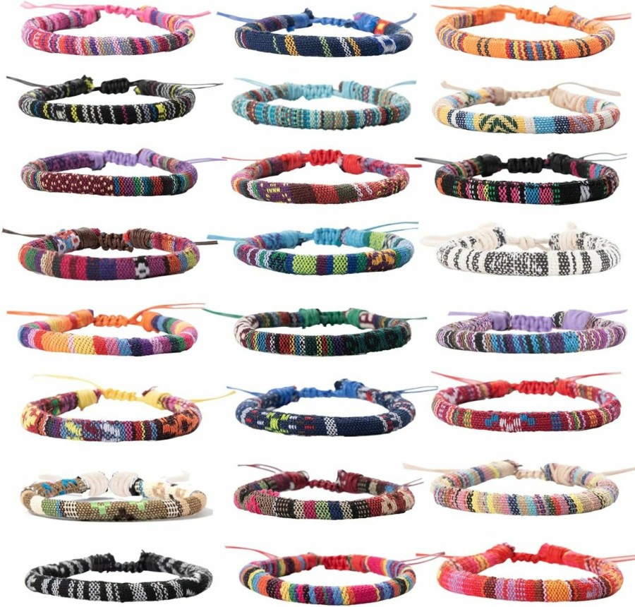 WAINIS Wainis 24Pcs Wrap Friendship Bracelets Men Women Hemp Cords Ethnic Tribal Bracelets Wristbands Hot