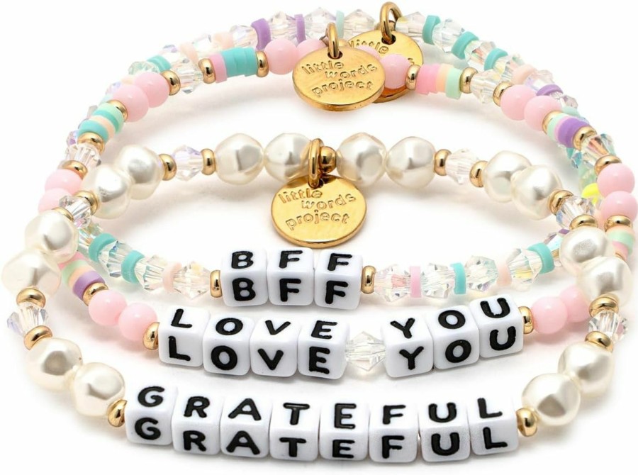 Little Words Project Handcrafted And Uniquely Designed Beaded Bracelets - Stack Of 3 Bracelets Hot