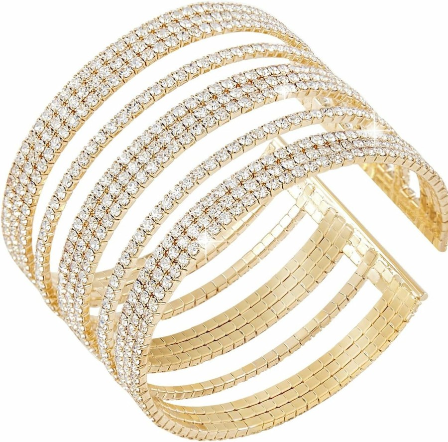 Jojomina Jojomina Multilayer Sparkling Rhinestone Cuff Bracelet For Women 11 Layers For Women Girls,Crystal Bangle Strand Wrap Bracelet For Party Prom Wedding New