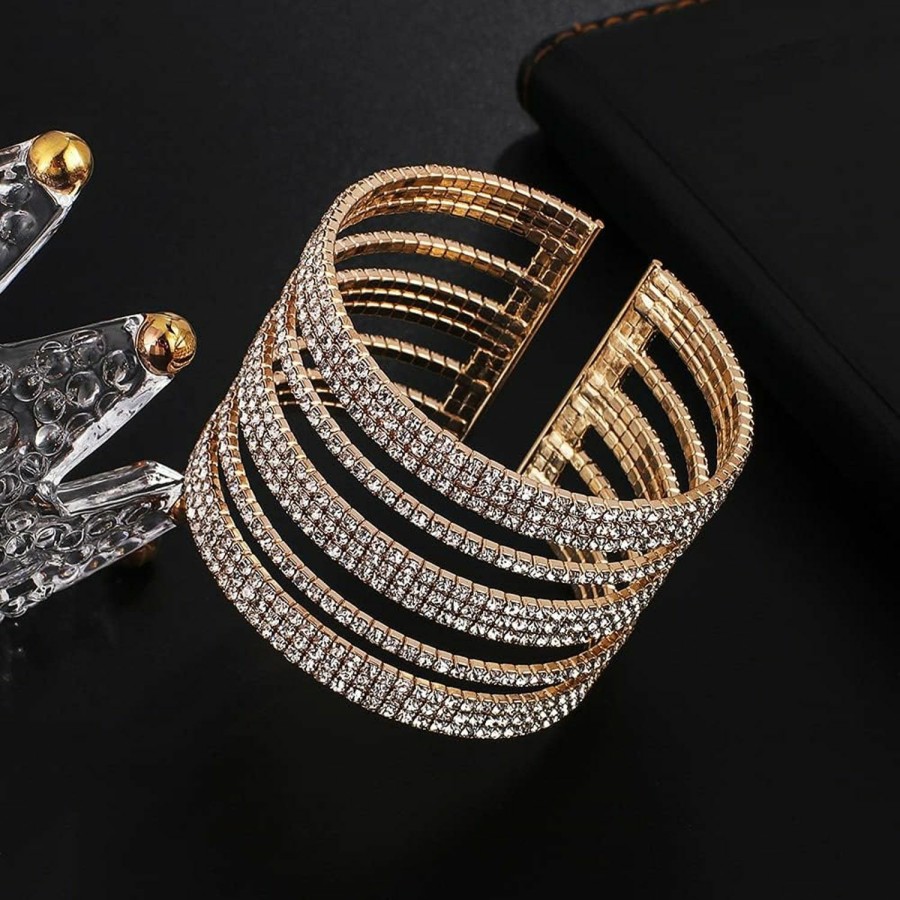 Jojomina Jojomina Multilayer Sparkling Rhinestone Cuff Bracelet For Women 11 Layers For Women Girls,Crystal Bangle Strand Wrap Bracelet For Party Prom Wedding New