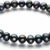 PearlsOnly Bliss Black 6-7Mm A Quality Freshwater Cultured Pearl Bracelet For Women Hot