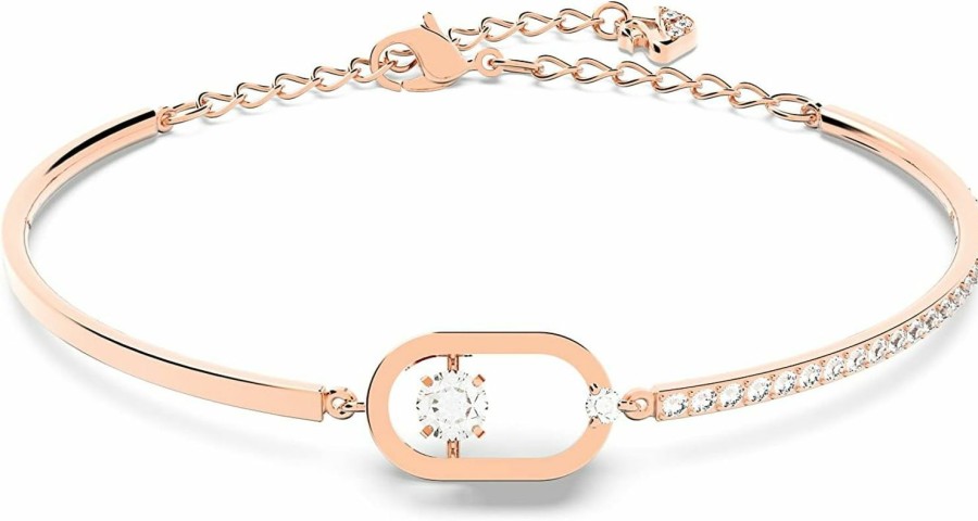 SWAROVSKI Swarovski Sparkling Dance North Bangle Bracelet With Clear Swarovski Crystals And Matching Pave On A Rose-Gold Tone Plated Setting Hot