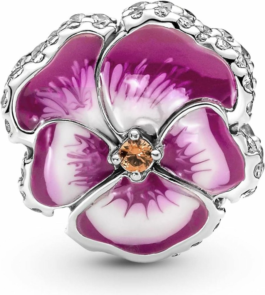 Pandora Pandora Pink Pansy Flower Charm Bracelet Charm Moments Bracelets - Stunning Women'S Jewelry - Gift For Women In Your Life - Made With Sterling Silver, Cubic Zirconia & Enamel Online