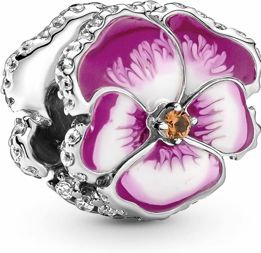 Pandora Pandora Pink Pansy Flower Charm Bracelet Charm Moments Bracelets - Stunning Women'S Jewelry - Gift For Women In Your Life - Made With Sterling Silver, Cubic Zirconia & Enamel Online