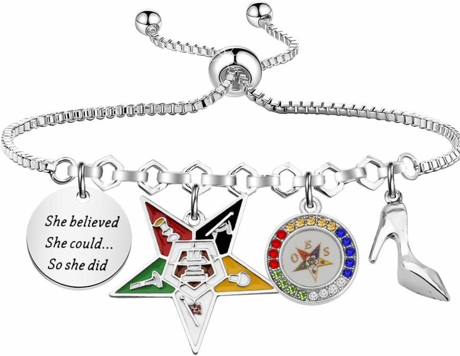 PLITI Pliti Order Of The Eastern Star Gift Oes Sorority Gift She Believed She Could So She Did Inspirational Bracelet Online