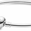 Pandora Pandora Jewelry Bangle With Heart Clasp - Compatible Moments Charms - Sterling Silver Bracelet - Mother'S Day Gift With Gift Box New