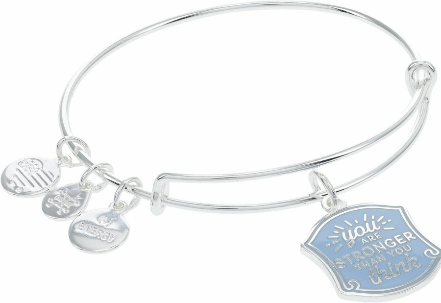 Alex and Ani Alex And Ani Connections Expandable Bangle For Women, You Are Stronger Than You Think Charm, Shiny Silver Finish, 2 To 3.5 In Online