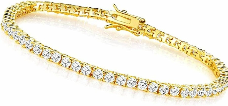 MDFUN Mdfun Tennis Bracelet For Women And Men 3Mm-7Mm Cubic Zirconia 18K White Gold/Yellow Gold Plated Size 6-8.5 Inches Best