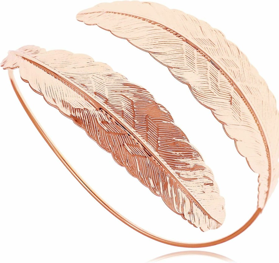 RechicGu Rechicgu Greek Roman Laurel Leaf Bracelet Armband Upper Arm Cuff Armlet Festival Bridal Adjustable Bangle Clearance