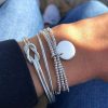 Dmaiy Dmaiy Boho Layered Knot Bangle Stackable Bracelets Silver Dainty Coin Beaded Hand Jewelry For Women And Girls 5Pcs (Coin) Hot